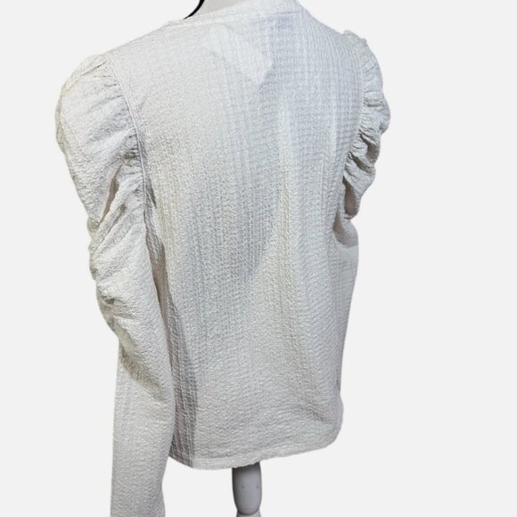 Ann Taylor LOFT Shirred Puff Sleeve Long Sleeve Top - Picture 6 of 6